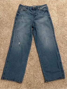 Celebrity Pink Wide-Leg Distressed Jeans in Blue